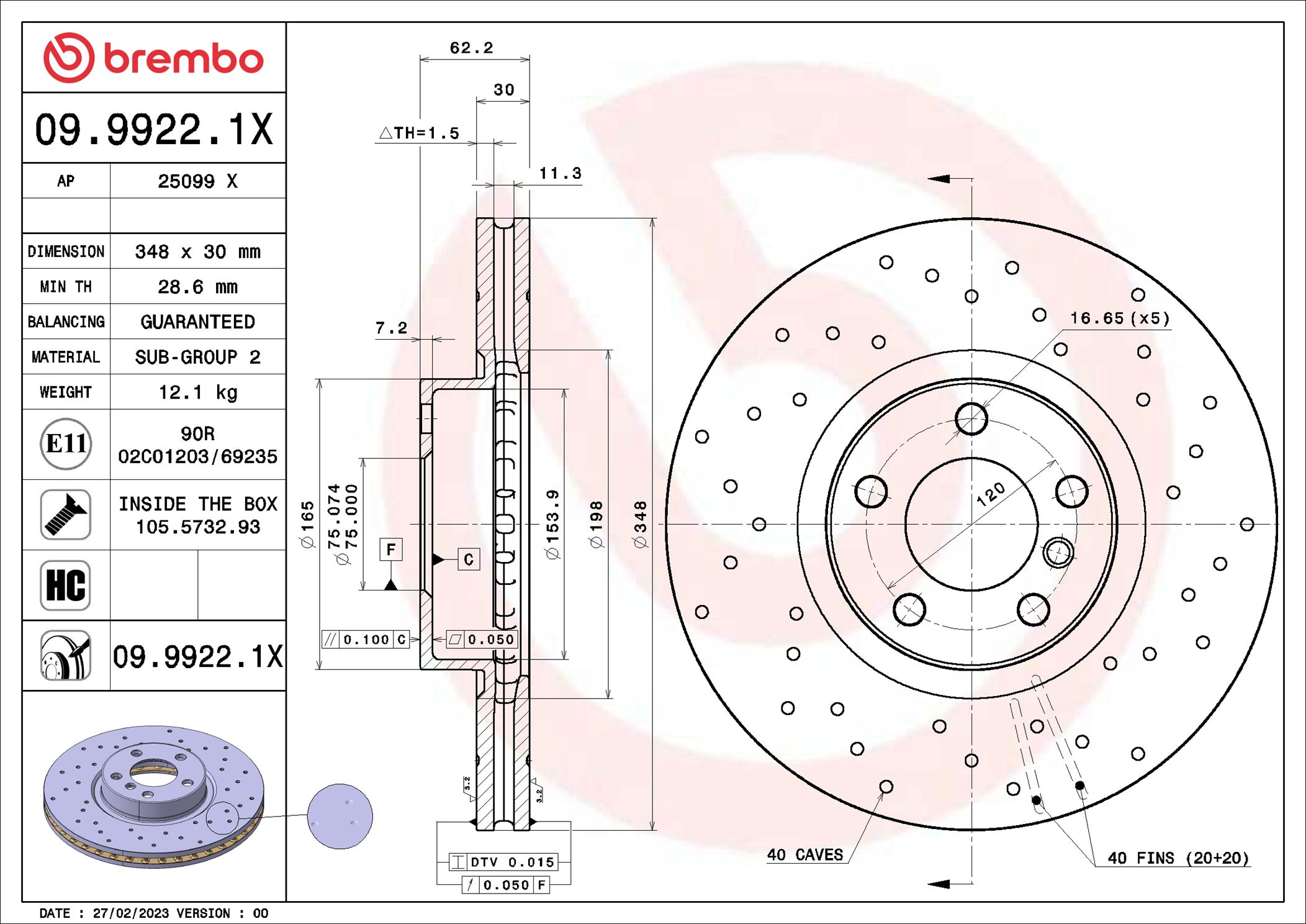 Disc frana BREMBO 09.9922.1X