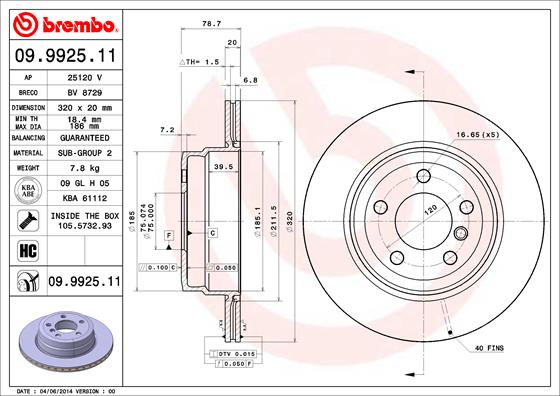 Disc frana BREMBO 09.9925.11