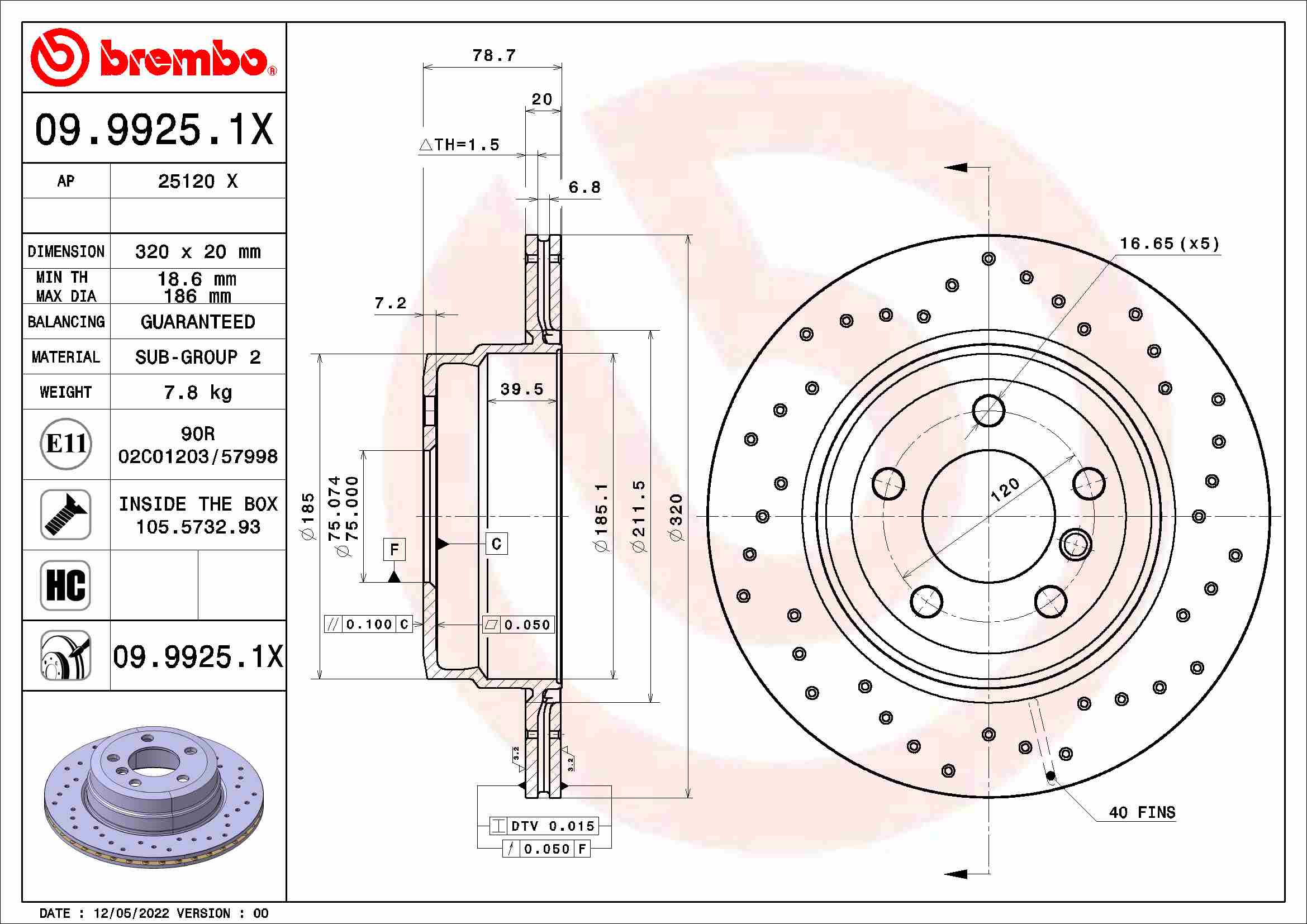 Disc frana BREMBO 09.9925.1X