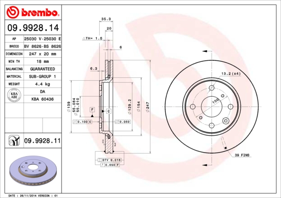 Disc frana BREMBO 09.9928.11