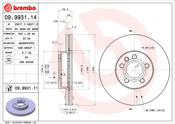 Disc frana BREMBO 09.9931.11
