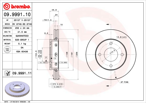 Disc frana BREMBO 09.9991.10