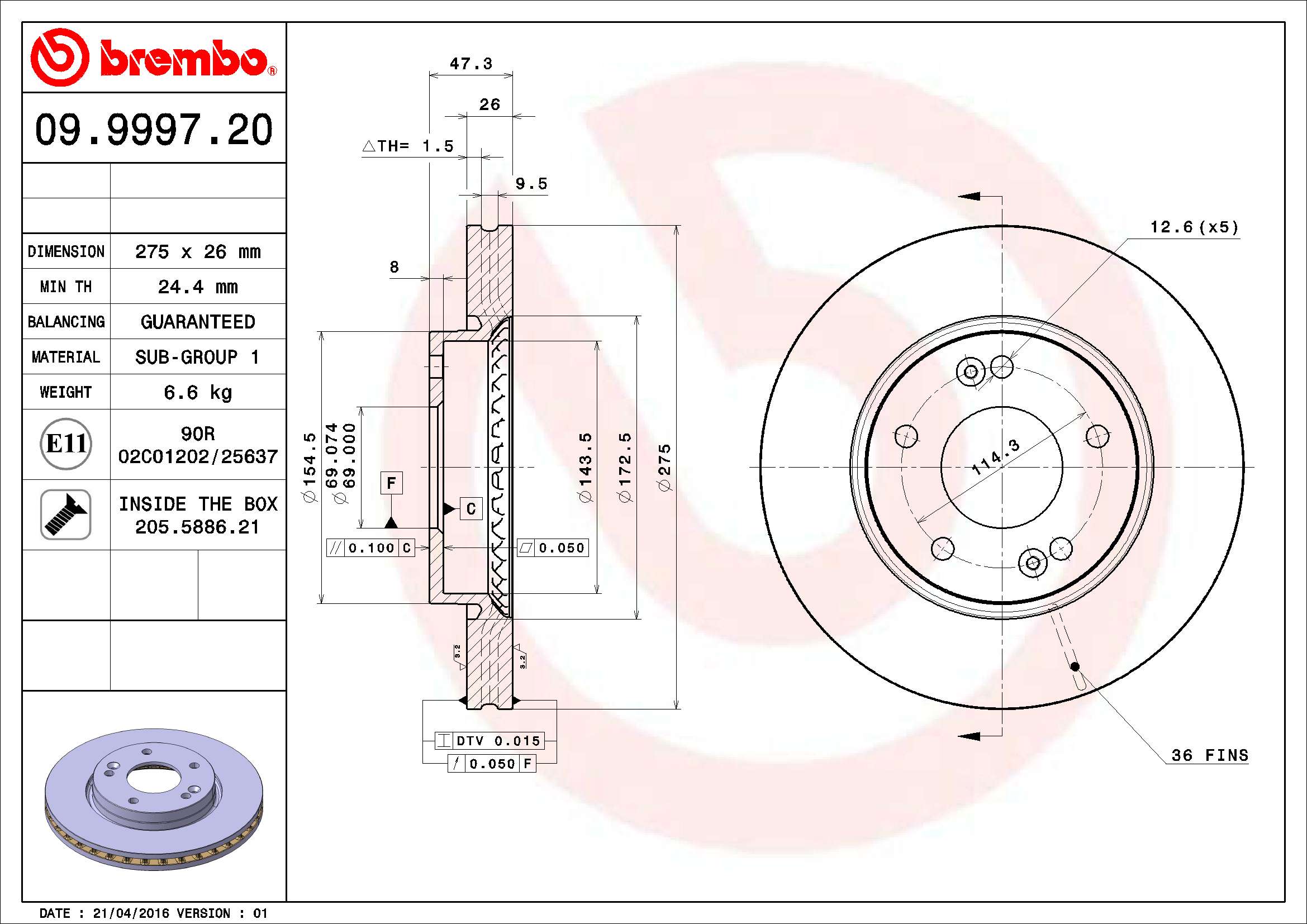 Disc frana BREMBO 09.9997.20