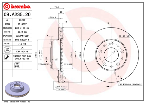 Disc frana BREMBO 09.A235.20