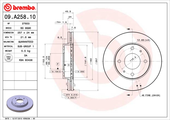 Disc frana BREMBO 09.A258.10
