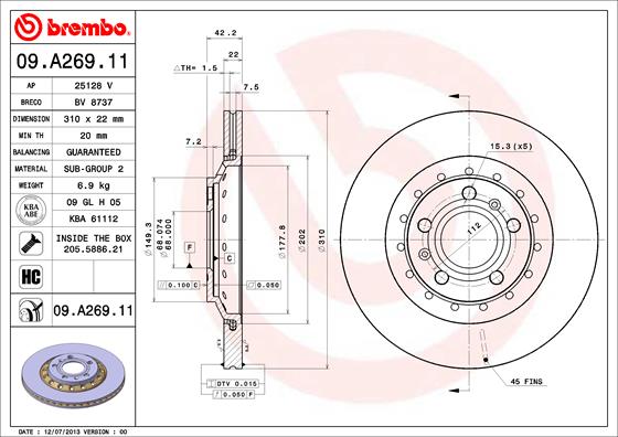 Disc frana BREMBO 09.A269.11