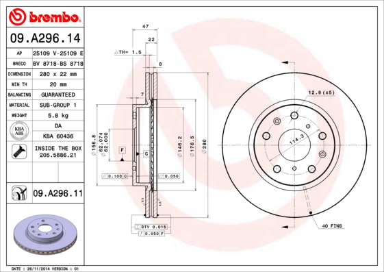 Disc frana BREMBO 09.A296.11