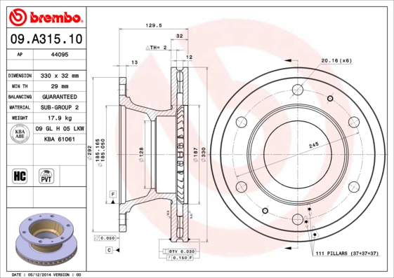 Disc frana BREMBO 09.A315.10