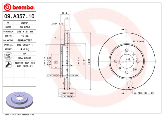 Disc frana BREMBO 09.A357.10