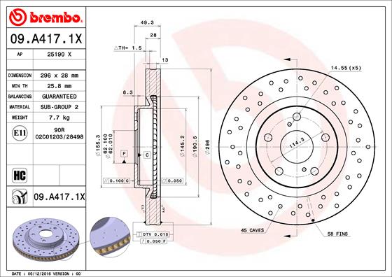 Disc frana BREMBO 09.A417.1X