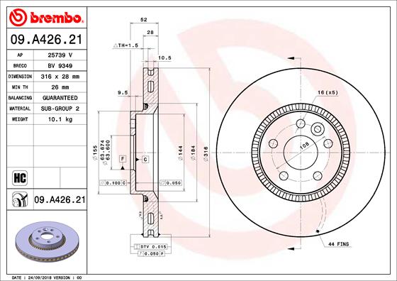 Disc frana BREMBO 09.A426.21