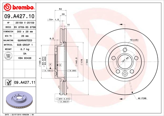 Disc frana BREMBO 09.A427.11