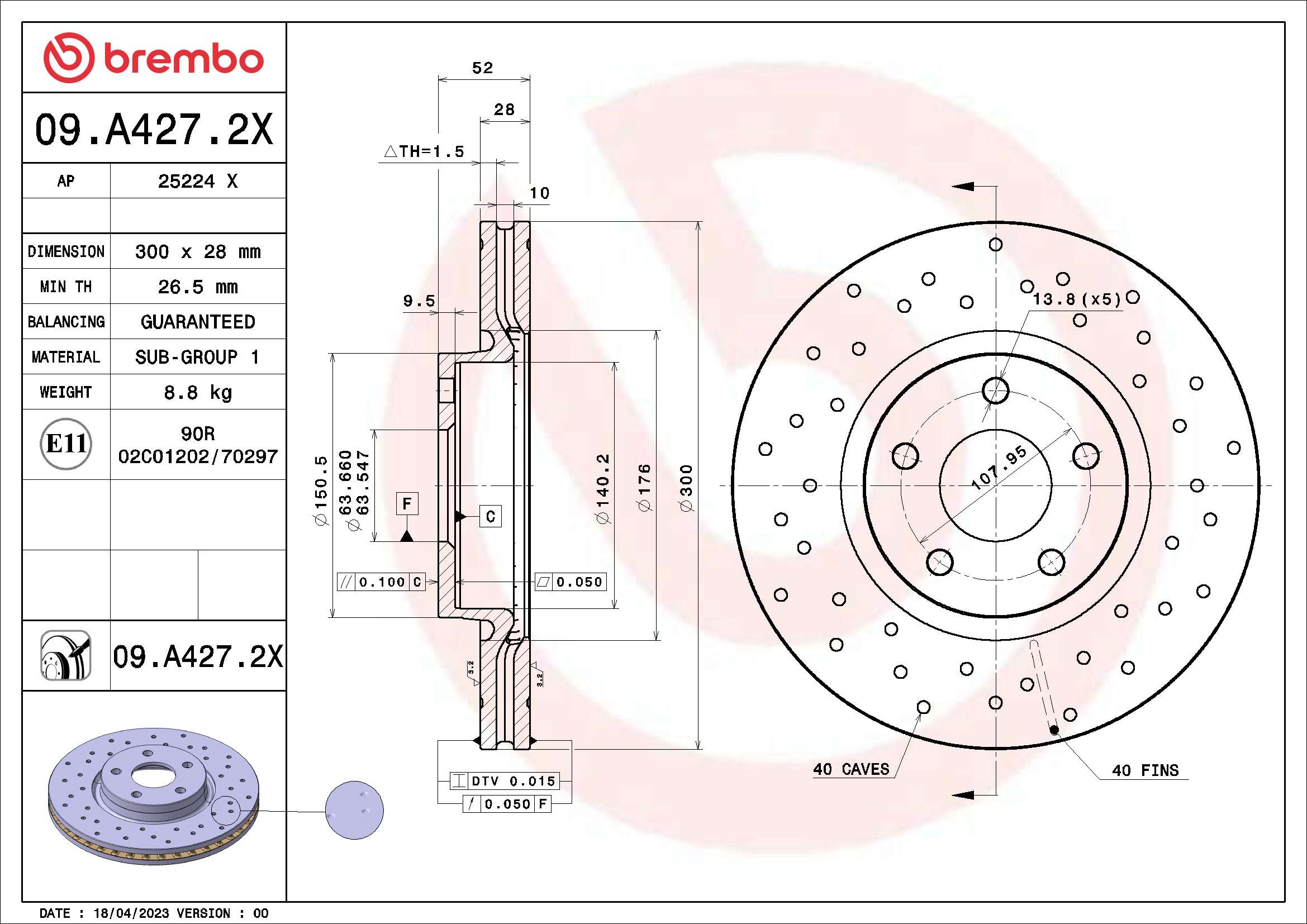 Disc frana BREMBO 09.A427.2X
