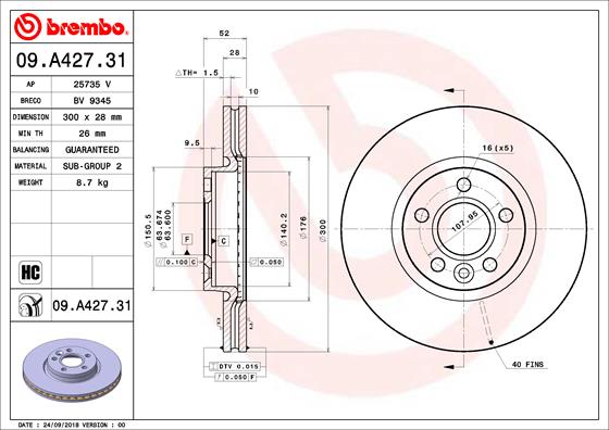 Disc frana BREMBO 09.A427.31