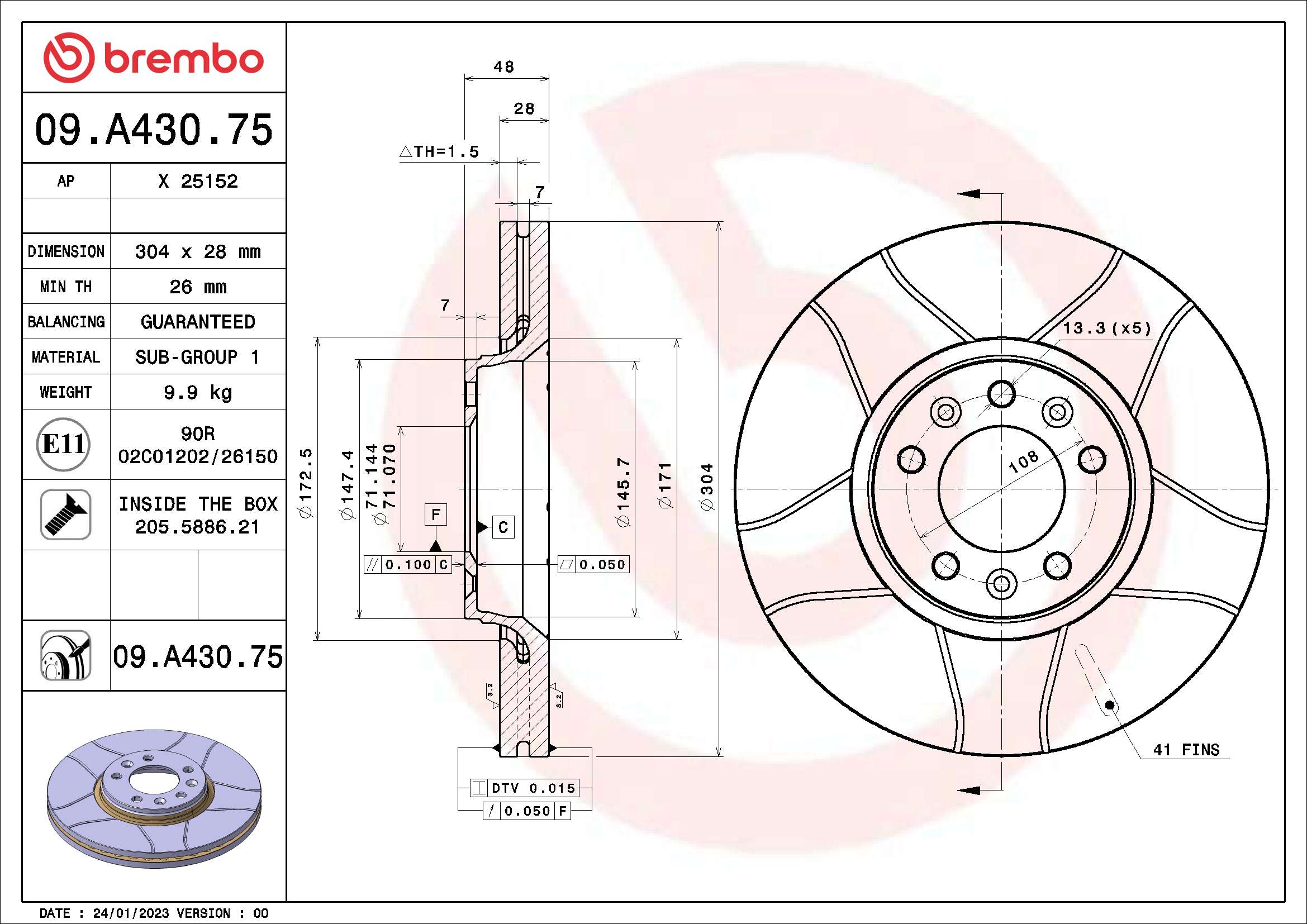 Disc frana BREMBO 09.A430.75