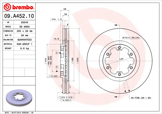 Disc frana BREMBO 09.A452.10
