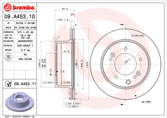 Disc frana BREMBO 09.A453.11