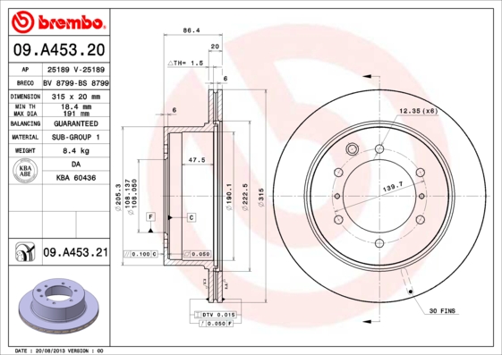 Disc frana BREMBO 09.A453.20