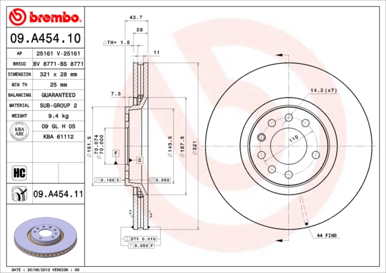 Disc frana BREMBO 09.A454.11