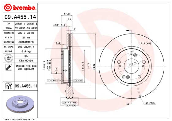 Disc frana BREMBO 09.A455.11