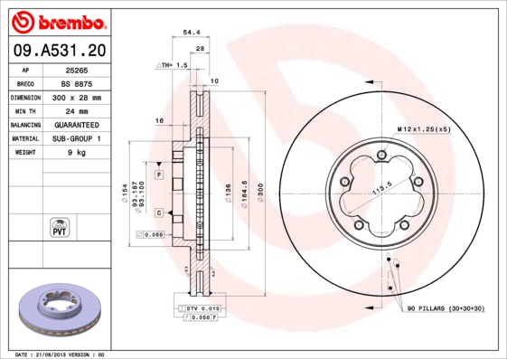 Disc frana BREMBO 09.A531.20