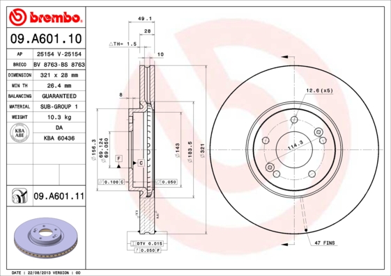 Disc frana BREMBO 09.A601.11