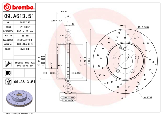 Disc frana BREMBO 09.A613.51