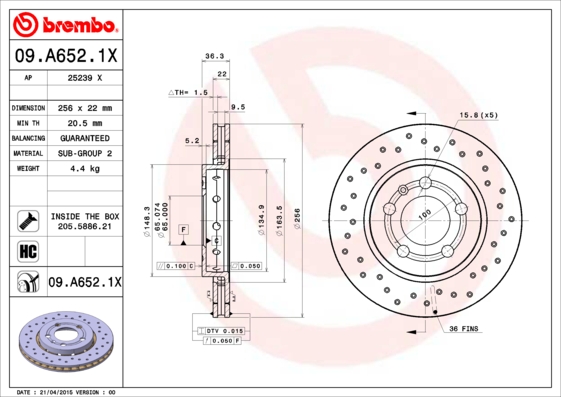 Disc frana BREMBO 09.A652.1X