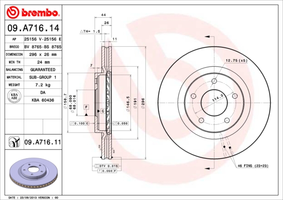 Disc frana BREMBO 09.A716.11