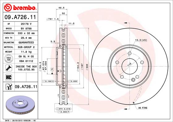 Disc frana BREMBO 09.A726.11