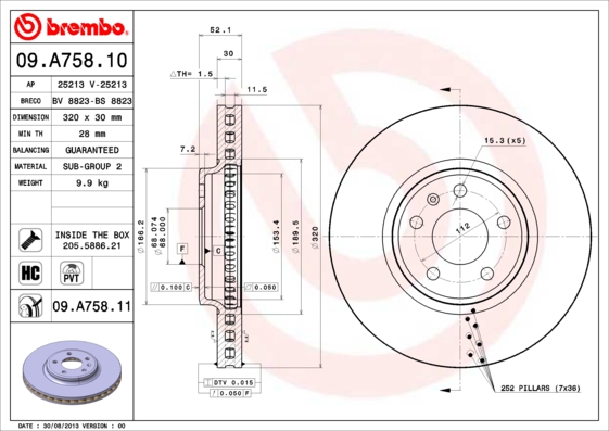 Disc frana BREMBO 09.A758.11