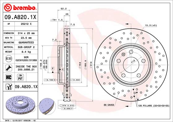 Disc frana BREMBO 09.A820.1X