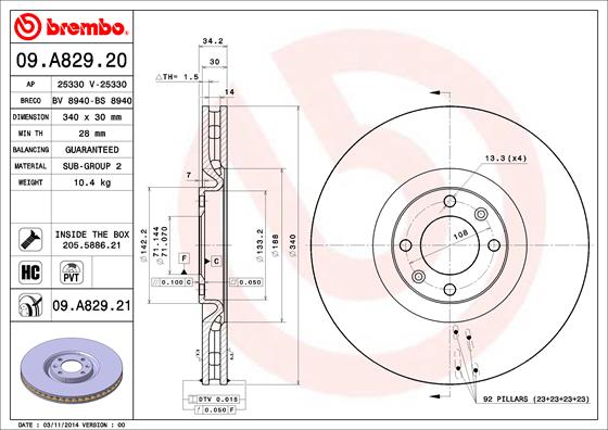 Disc frana BREMBO 09.A829.21