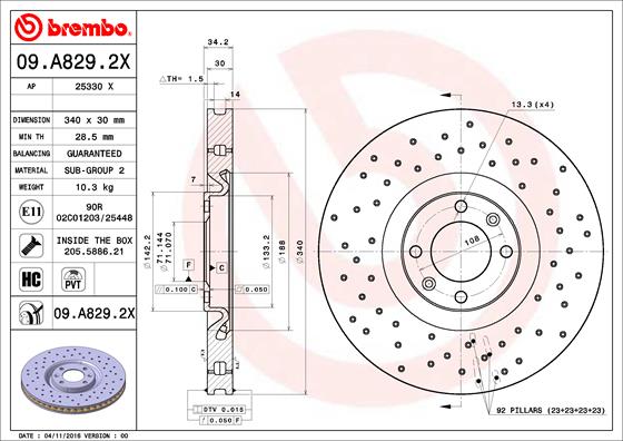 Disc frana BREMBO 09.A829.2X