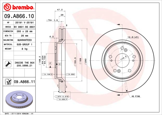 Disc frana BREMBO 09.A866.10