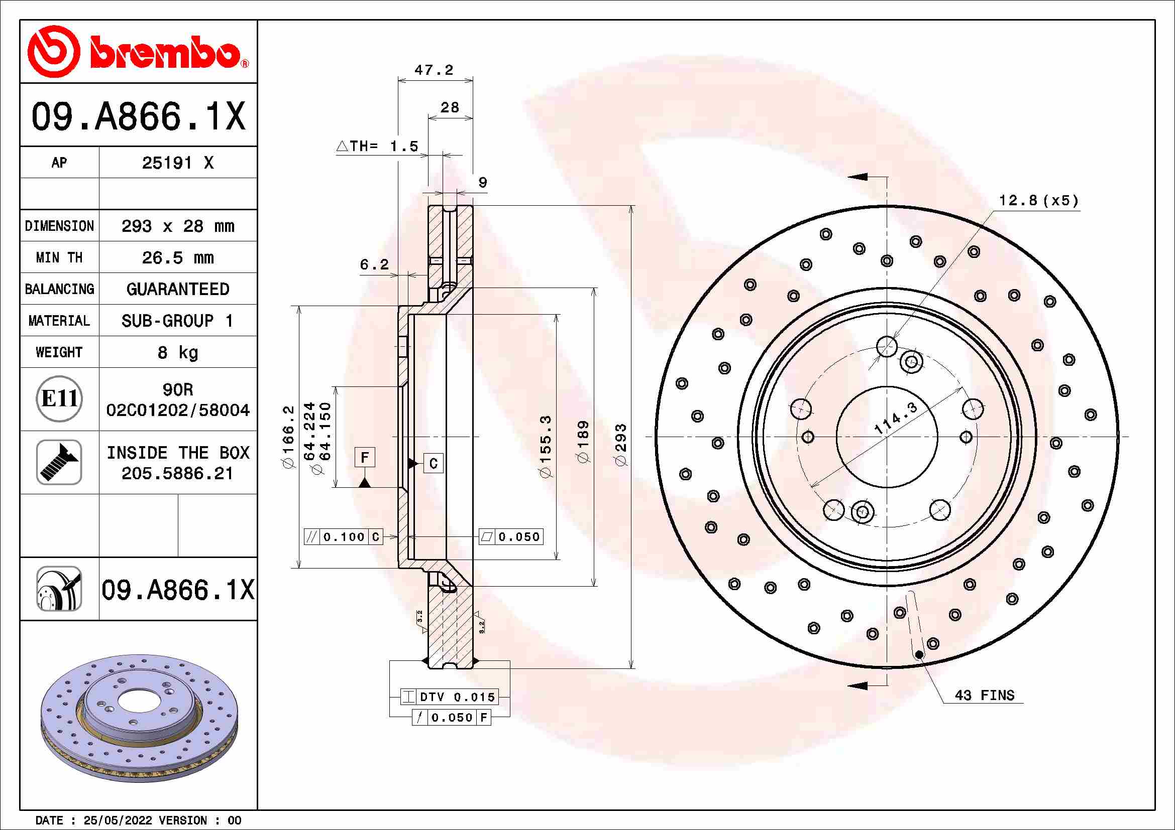 Disc frana BREMBO 09.A866.1X