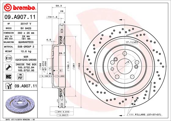 Disc frana BREMBO 09.A907.11