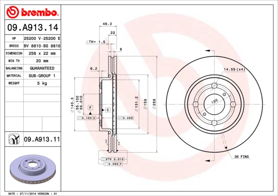 Disc frana BREMBO 09.A913.11