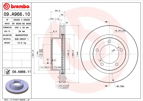 Disc frana BREMBO 09.A966.10