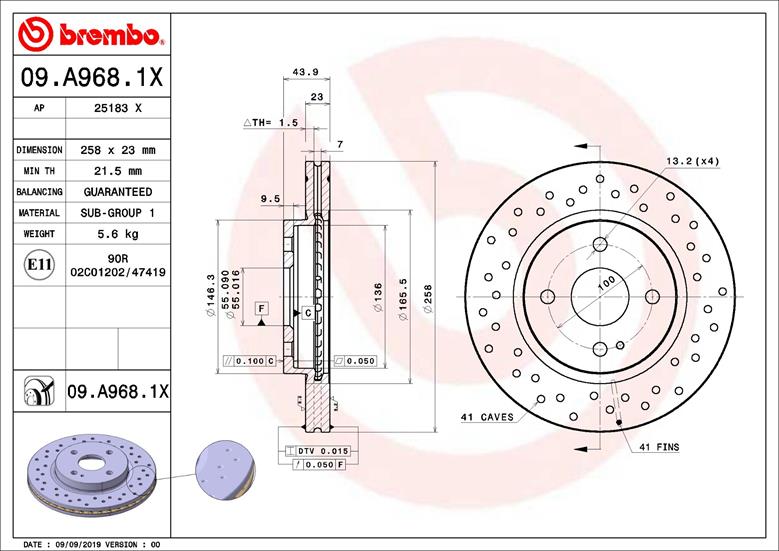 Disc frana BREMBO 09.A968.1X