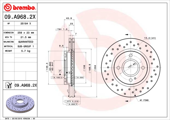 Disc frana BREMBO 09.A968.2X