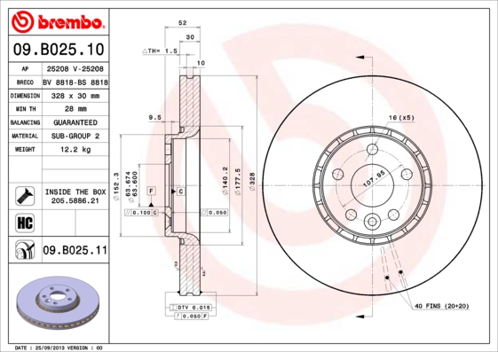 Disc frana BREMBO 09.B025.11
