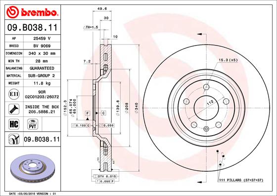 Disc frana BREMBO 09.B038.11