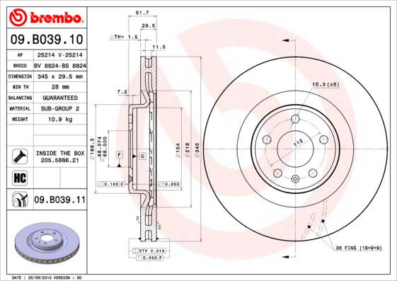Disc frana BREMBO 09.B039.11