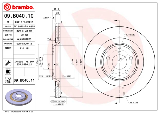 Disc frana BREMBO 09.B040.11