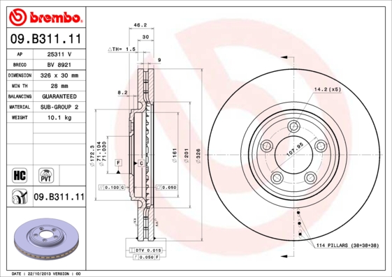 Disc frana BREMBO 09.B311.11