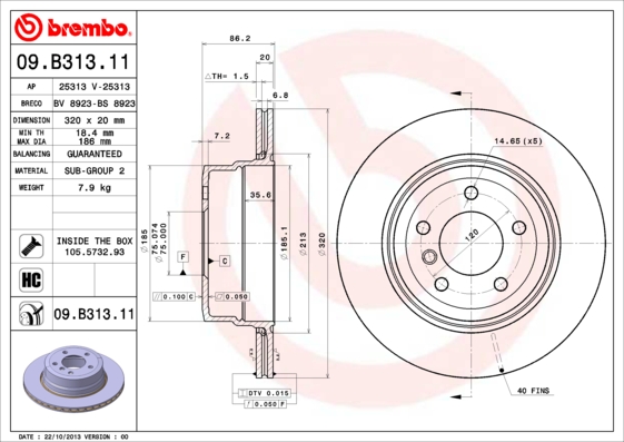Disc frana BREMBO 09.B313.11