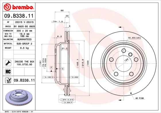 Disc frana BREMBO 09.B338.11