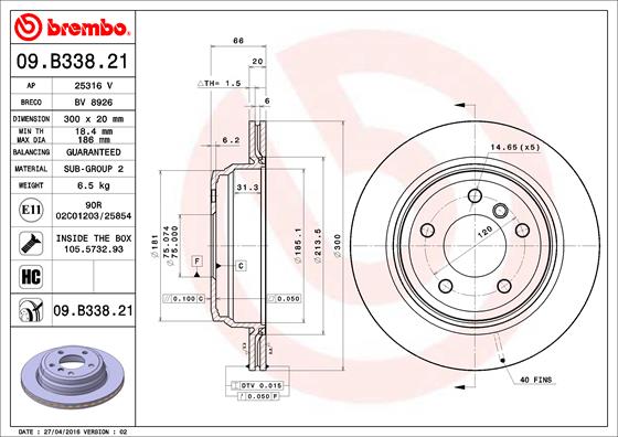 Disc frana BREMBO 09.B338.21