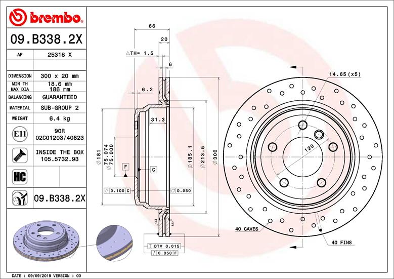 Disc frana BREMBO 09.B338.2X